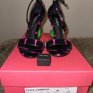 Dolce & Gabbana Black and Pink Strappy Heels size 6.5 US womens